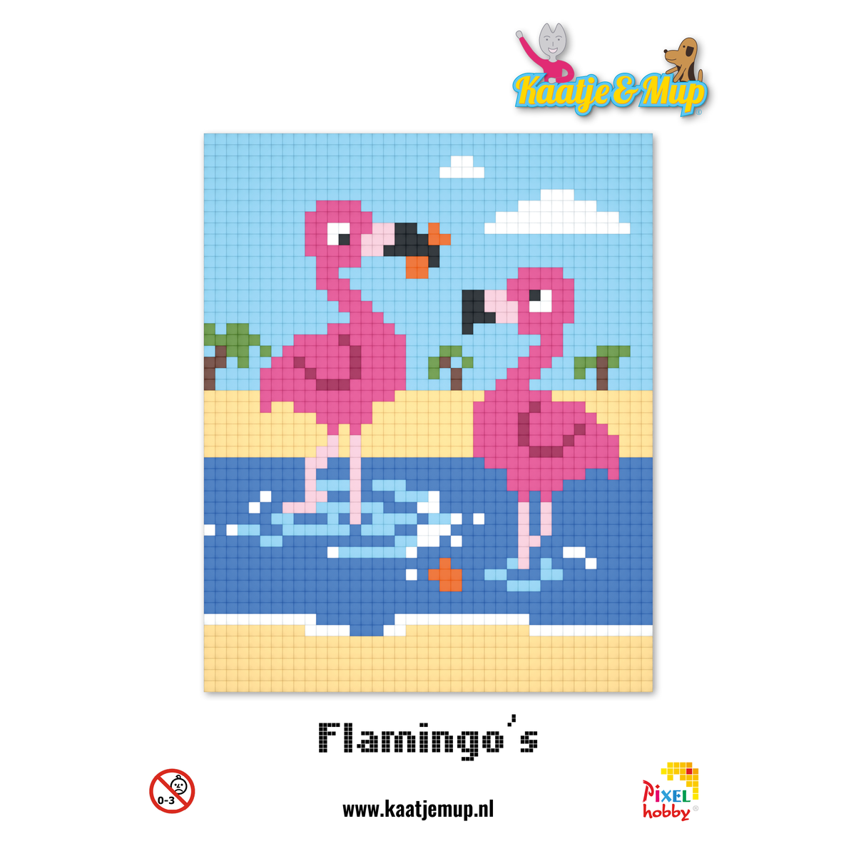 Pixelset Classic met twee flamingo's