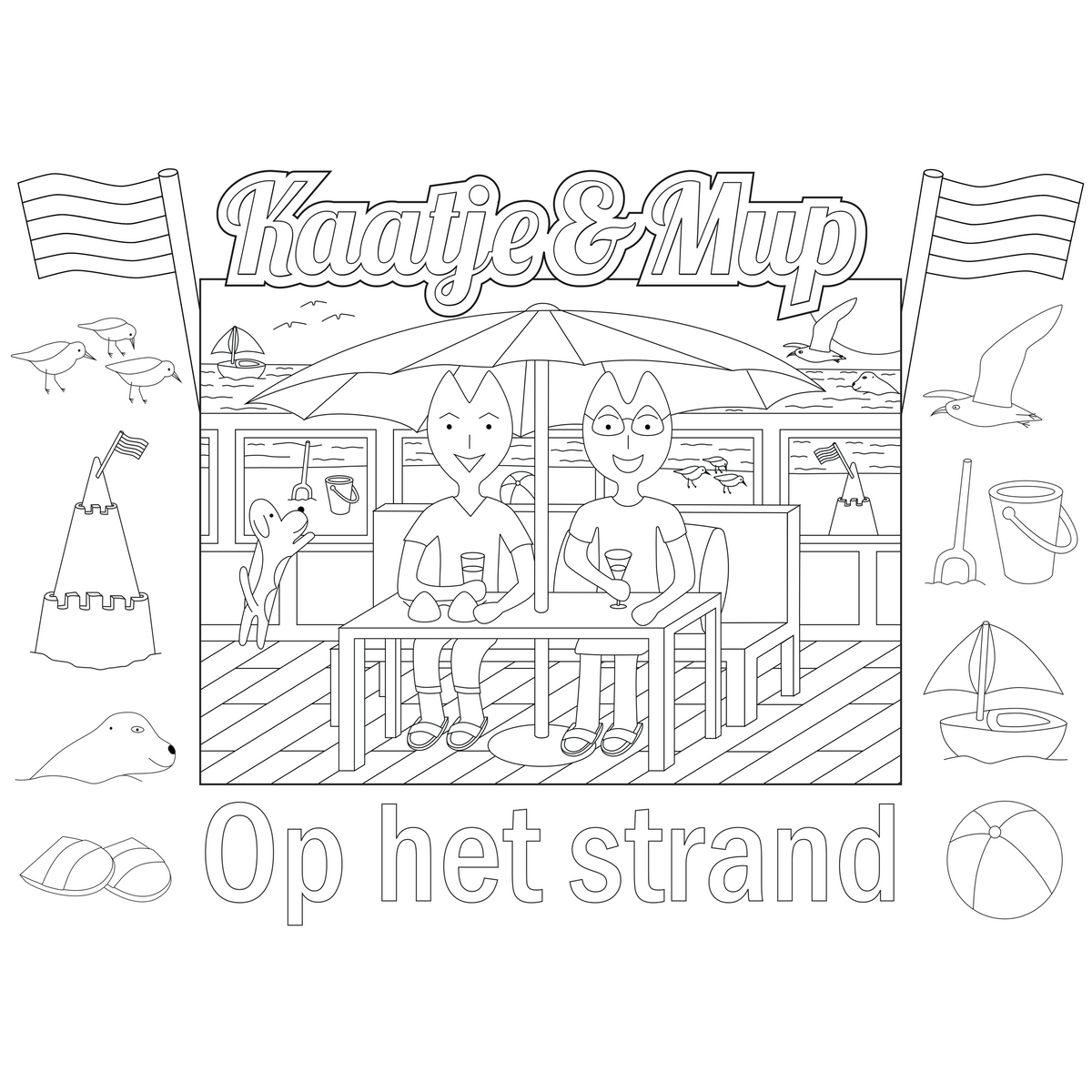 Kleurplaat-placemat van Kaatje&Mup: strandtent — foto 2