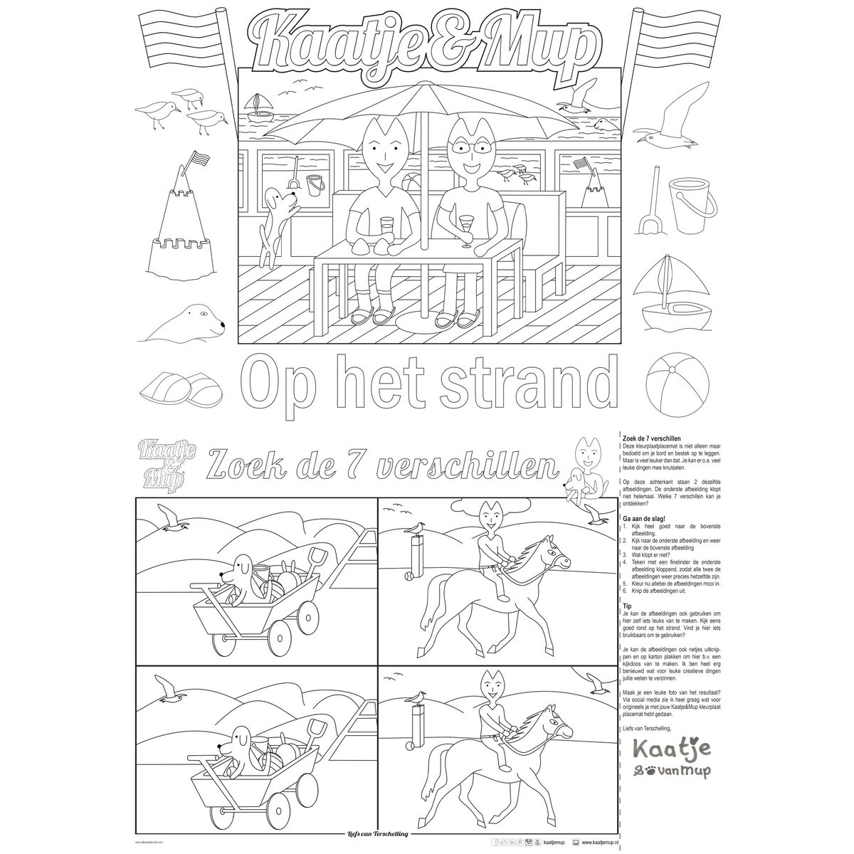 Kleurplaat-placemat van Kaatje&Mup: strandtent — foto 3